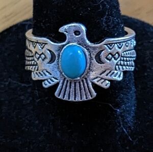 Silver Turquoise Eagle Ring